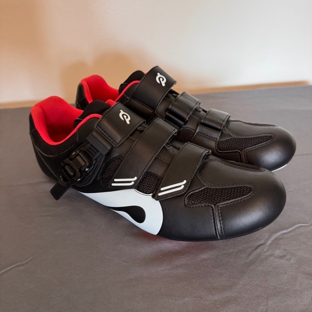 Peloton Cycling Shoes Black Red Mens Size 46 PL-SH-B-46 Delta Cleats Indoor Spin